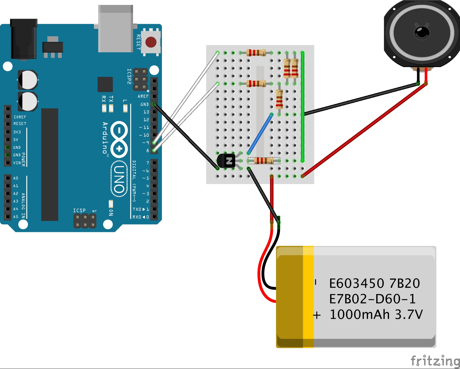 Play sound with Arduino Fritzing circuit